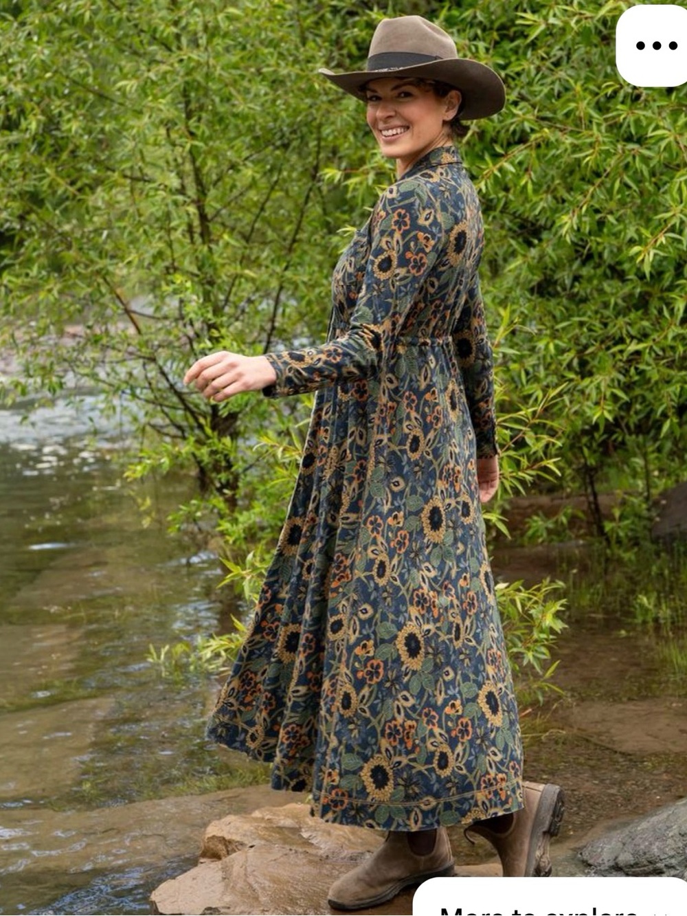 NATURAL LIFE Green Floral Long-Sleeve Maxi Dress